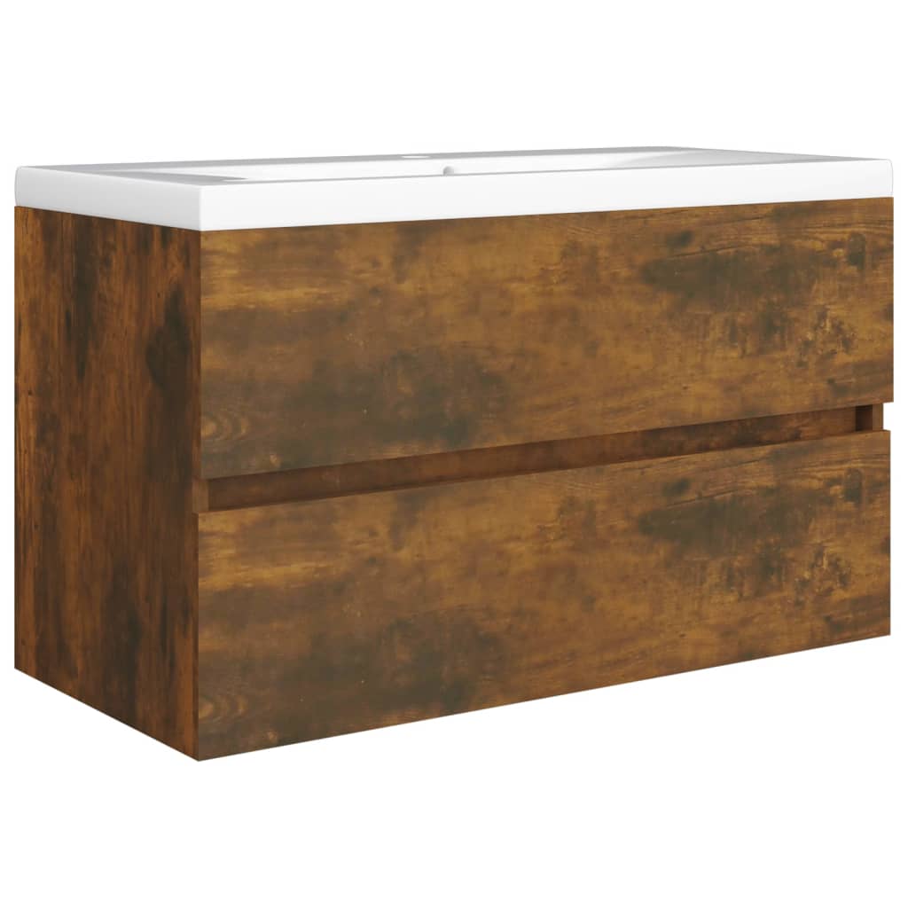 Wastafelkast 80X38,5X45 Cm Bewerkt Hout Gerookt Eikenkleurig