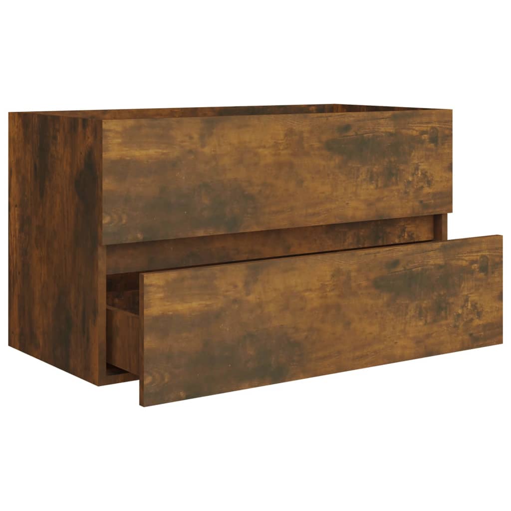 Wastafelkast 80X38,5X45 Cm Bewerkt Hout Gerookt Eikenkleurig