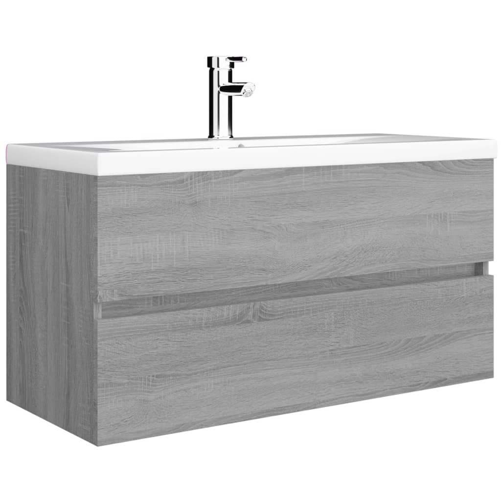 Wastafelkast 90X38,5X45 Cm Bewerkt Hout Grijs Sonoma Eikenkleur