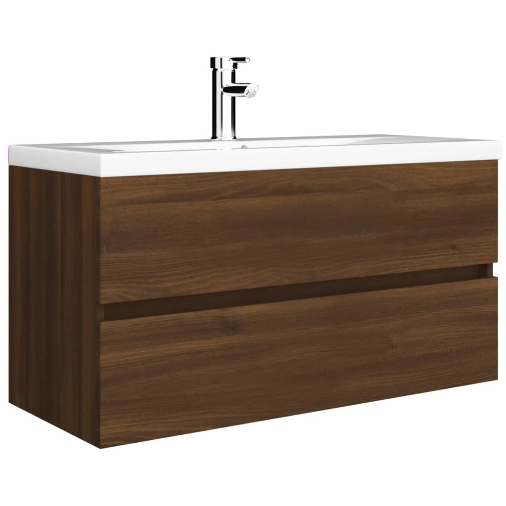 Wastafelkast 90X38,5X45 Cm Bewerkt Hout Bruineikenkleurig