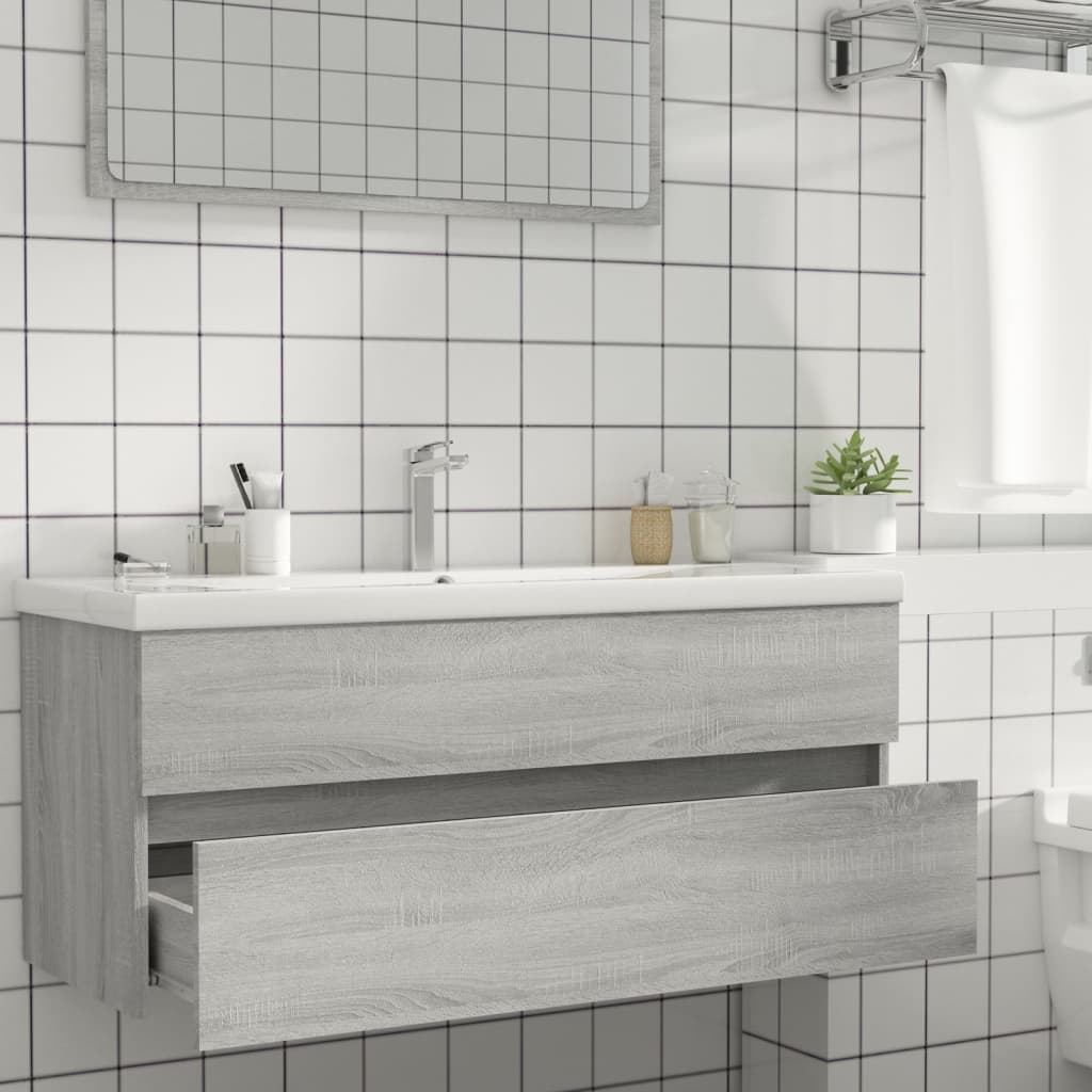 Wastafelkast 100X38,5X45 Cm Bewerkt Hout Grijs Sonoma Eiken