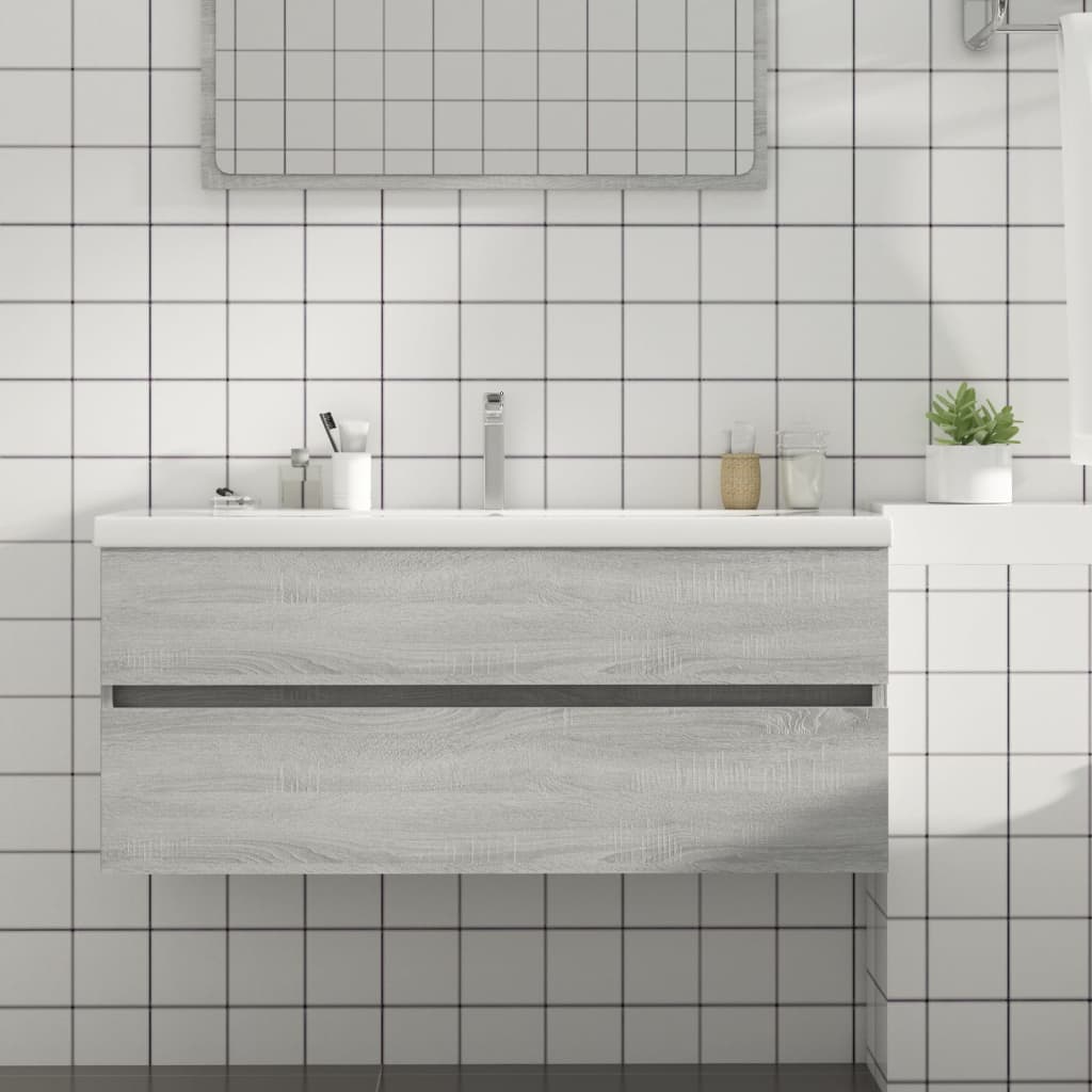 Wastafelkast 100X38,5X45 Cm Bewerkt Hout Grijs Sonoma Eiken