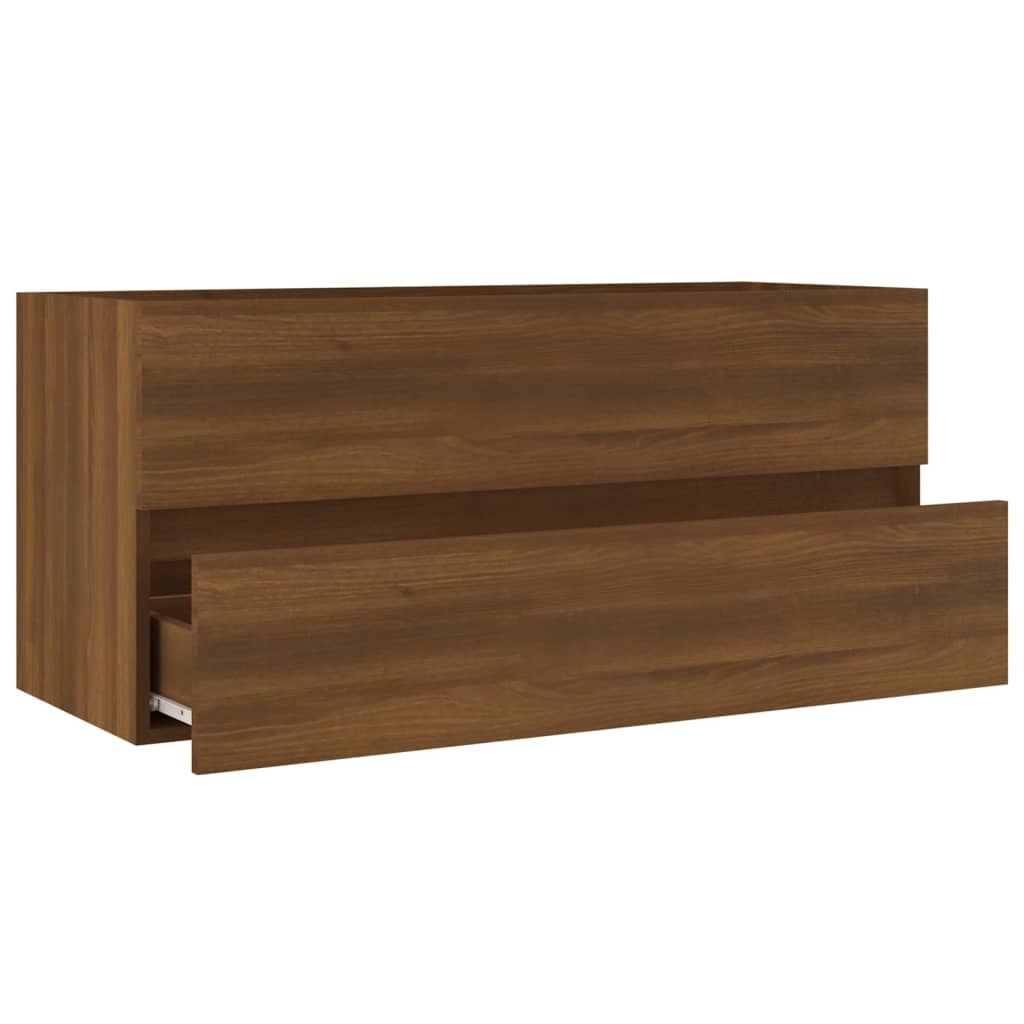 Wastafelkast 100X38,5X45 Cm Bewerkt Hout Bruineikenkleurig