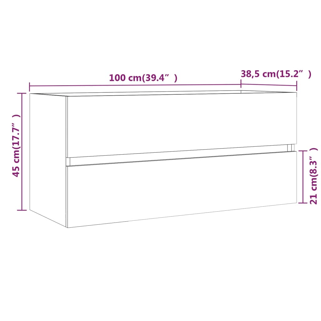 Wastafelkast 100X38,5X45 Cm Bewerkt Hout Bruineikenkleurig