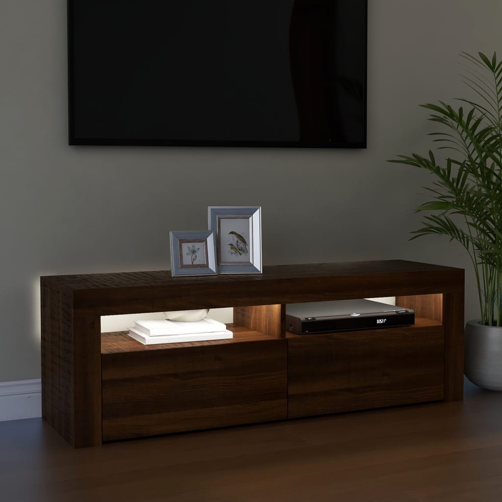 Tv-Meubel Met Led-Verlichting 120X35X40 Cm Bruin Eikenkleurig
