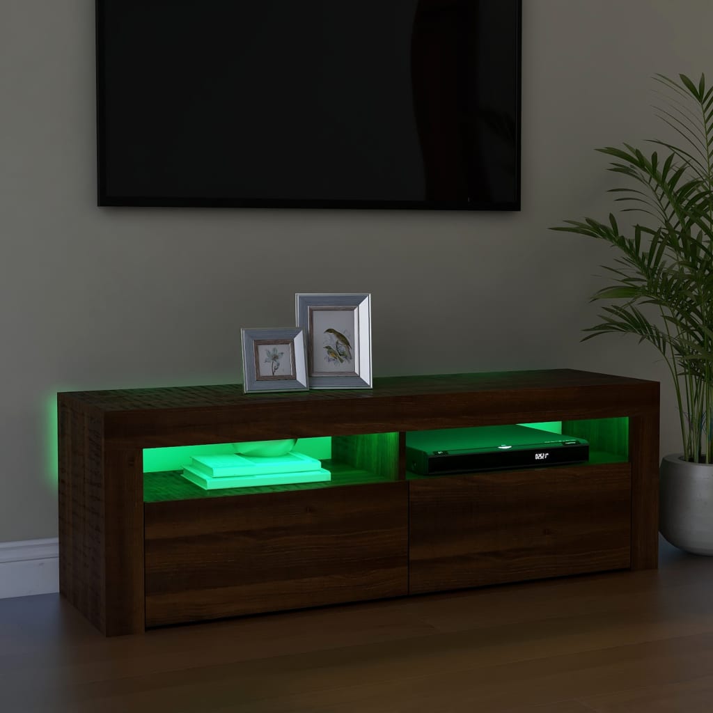 Tv-Meubel Met Led-Verlichting 120X35X40 Cm Bruin Eikenkleurig