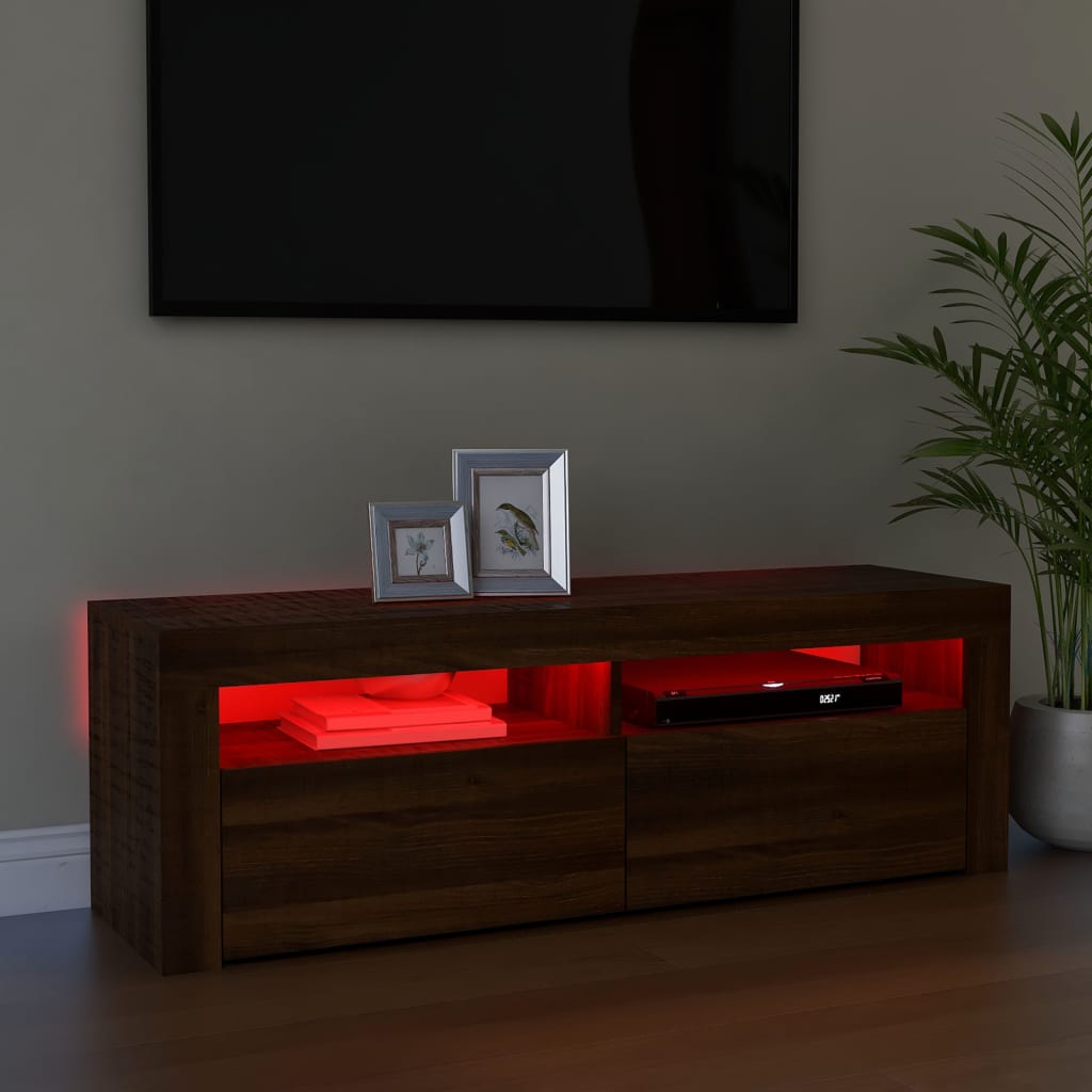 Tv-Meubel Met Led-Verlichting 120X35X40 Cm Bruin Eikenkleurig