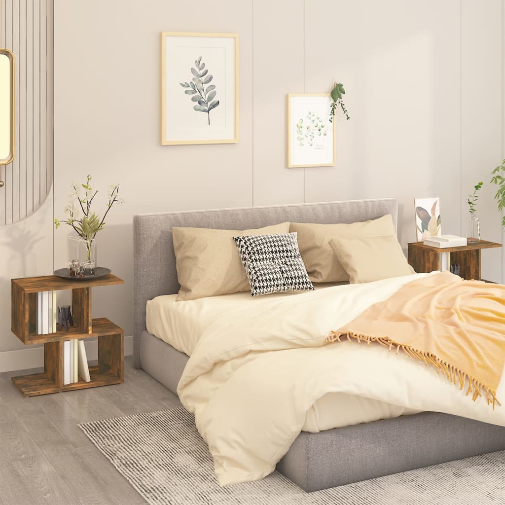 Nachtkastjes 2 St 50X30X51,5 Cm Bewerkt Hout Gerookt Eikenkleur