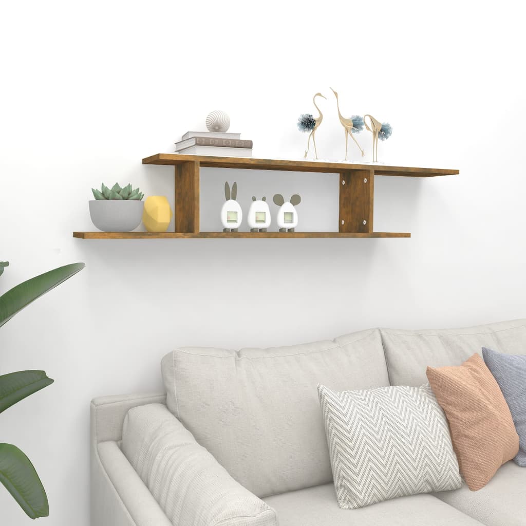 Tv-Wandschap 125X18X23 Cm Bewerkt Hout Gerookt Eikenkleurig