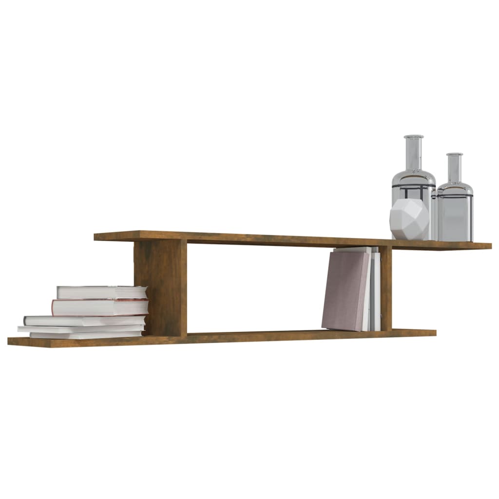 Tv-Wandschap 125X18X23 Cm Bewerkt Hout Gerookt Eikenkleurig