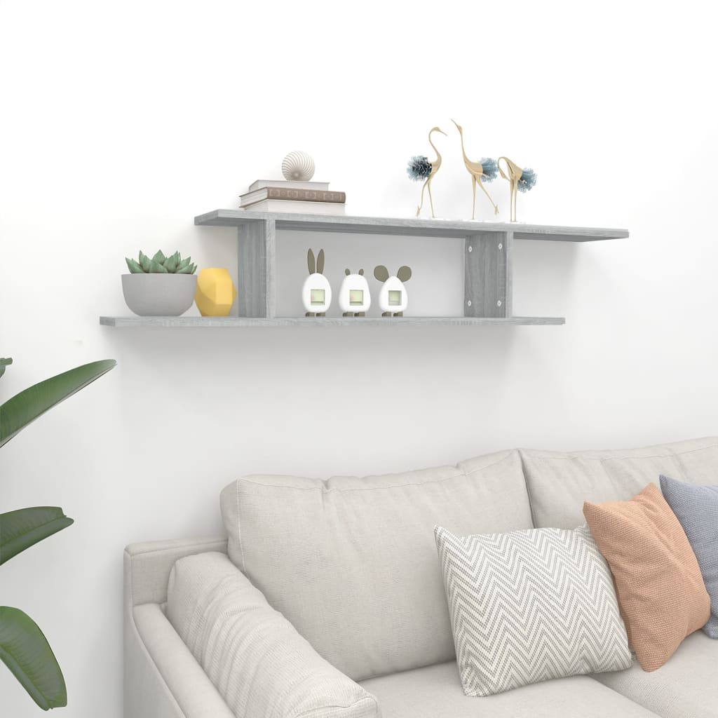 Tv-Wandschap 125X18X23 Cm Bewerkt Hout Grijs Sonoma Eikenkleur