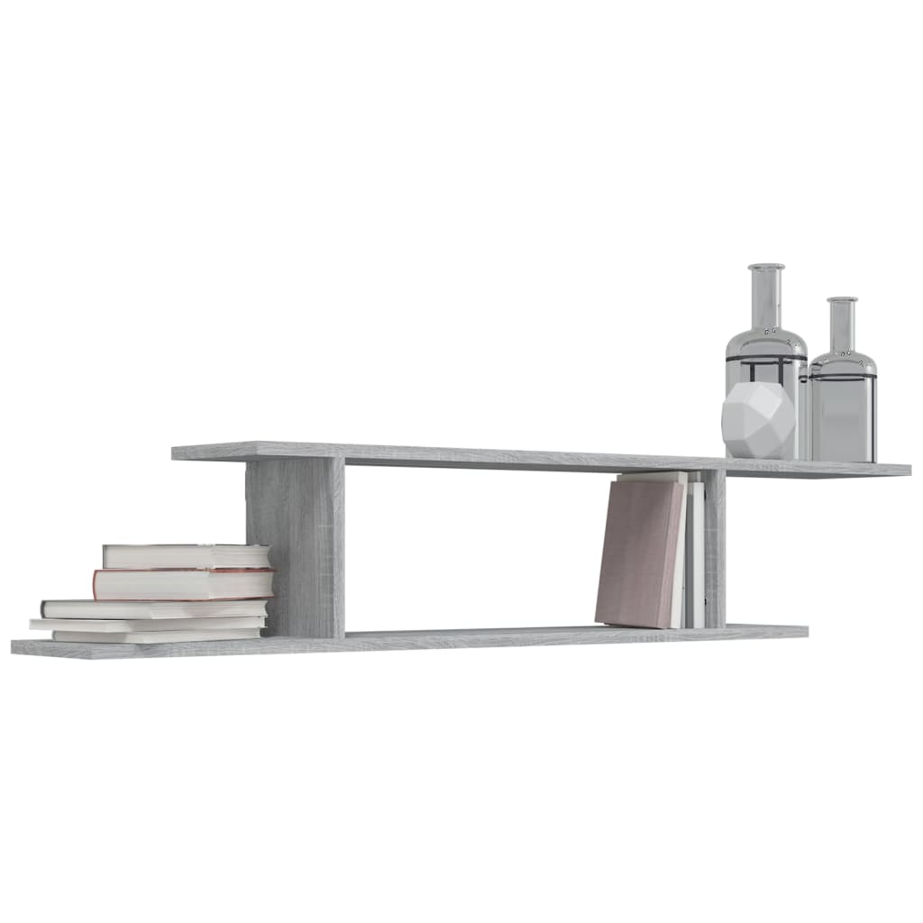 Tv-Wandschap 125X18X23 Cm Bewerkt Hout Grijs Sonoma Eikenkleur