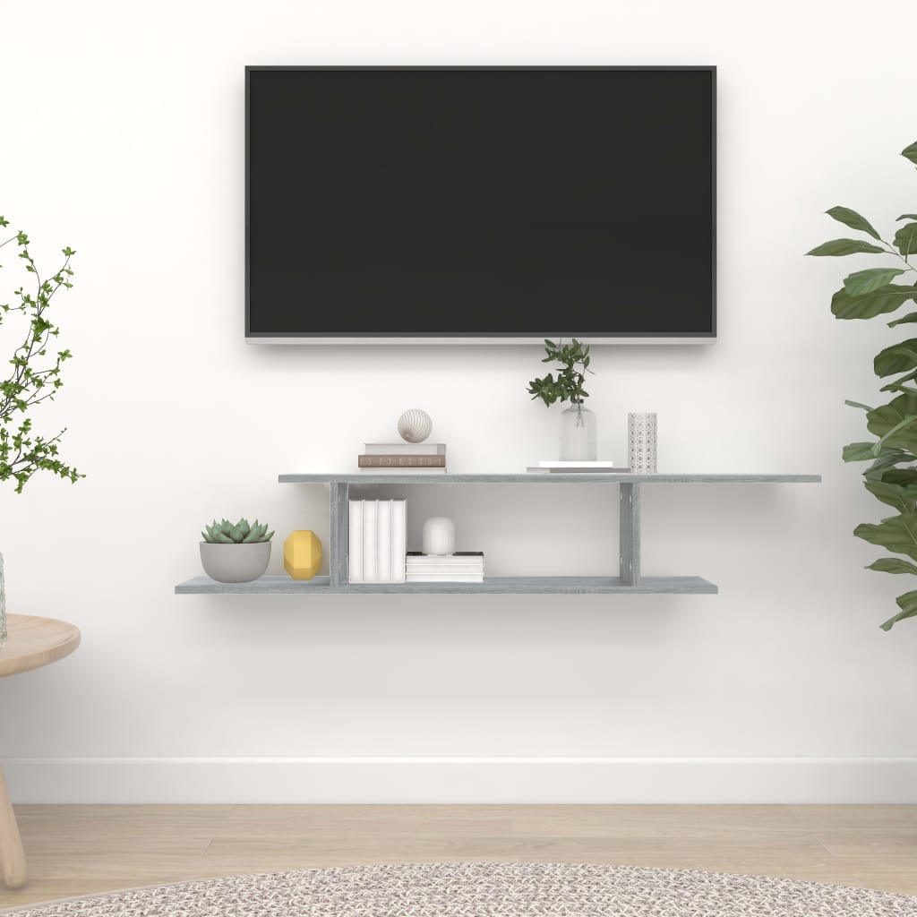 Tv-Wandschap 125X18X23 Cm Bewerkt Hout Grijs Sonoma Eikenkleur