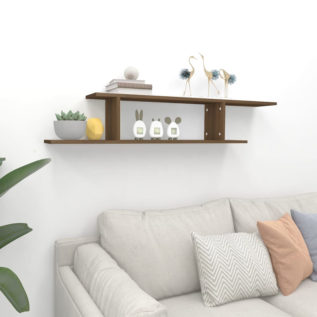 Tv-Wandschap 125X18X23 Cm Bewerkt Hout Bruineikenkleurig