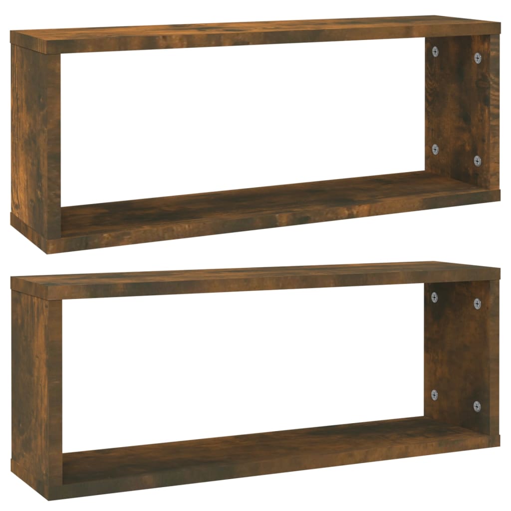 Wandschappen Kubus 2 St 60X15X23 Cm Bewerkt Hout Gerookt Eiken