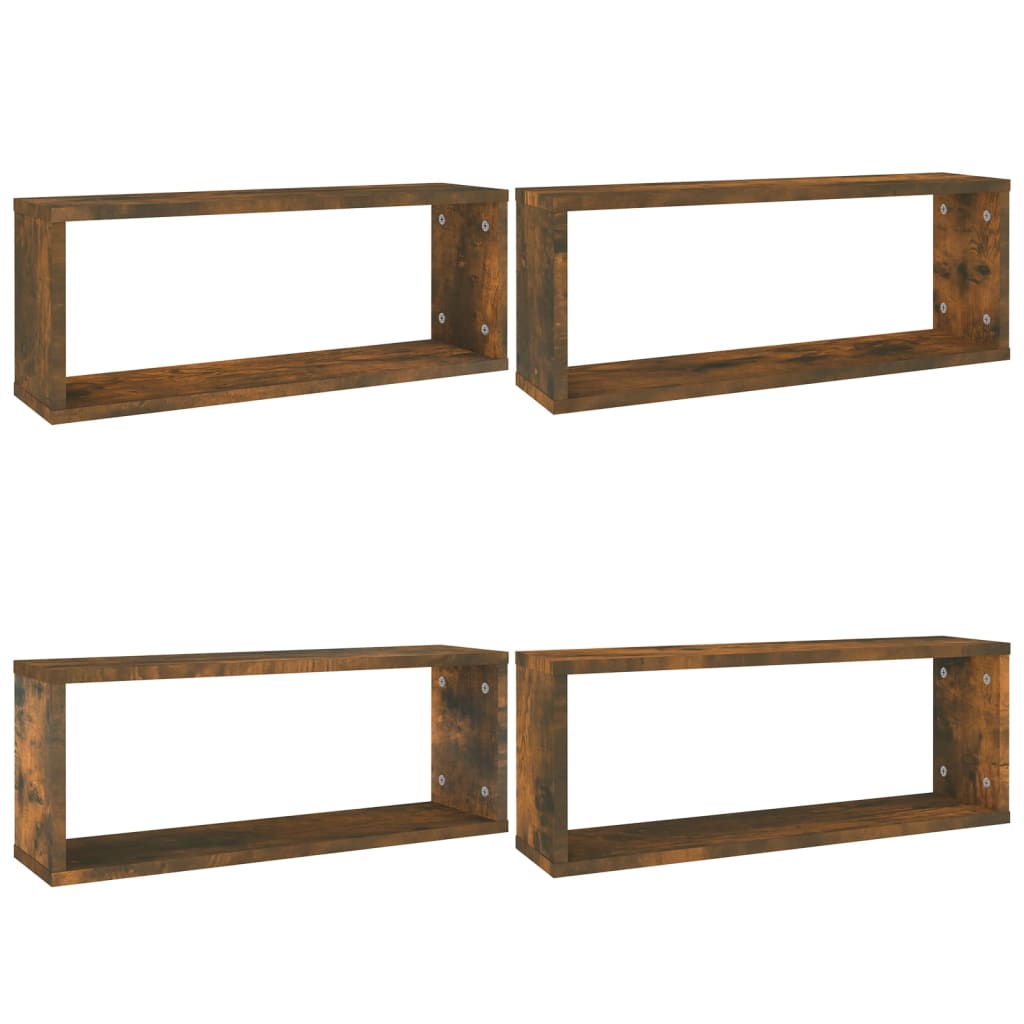 Wandschappen Kubus 4 St 60X15X23 Cm Bewerkt Hout Gerookt Eiken