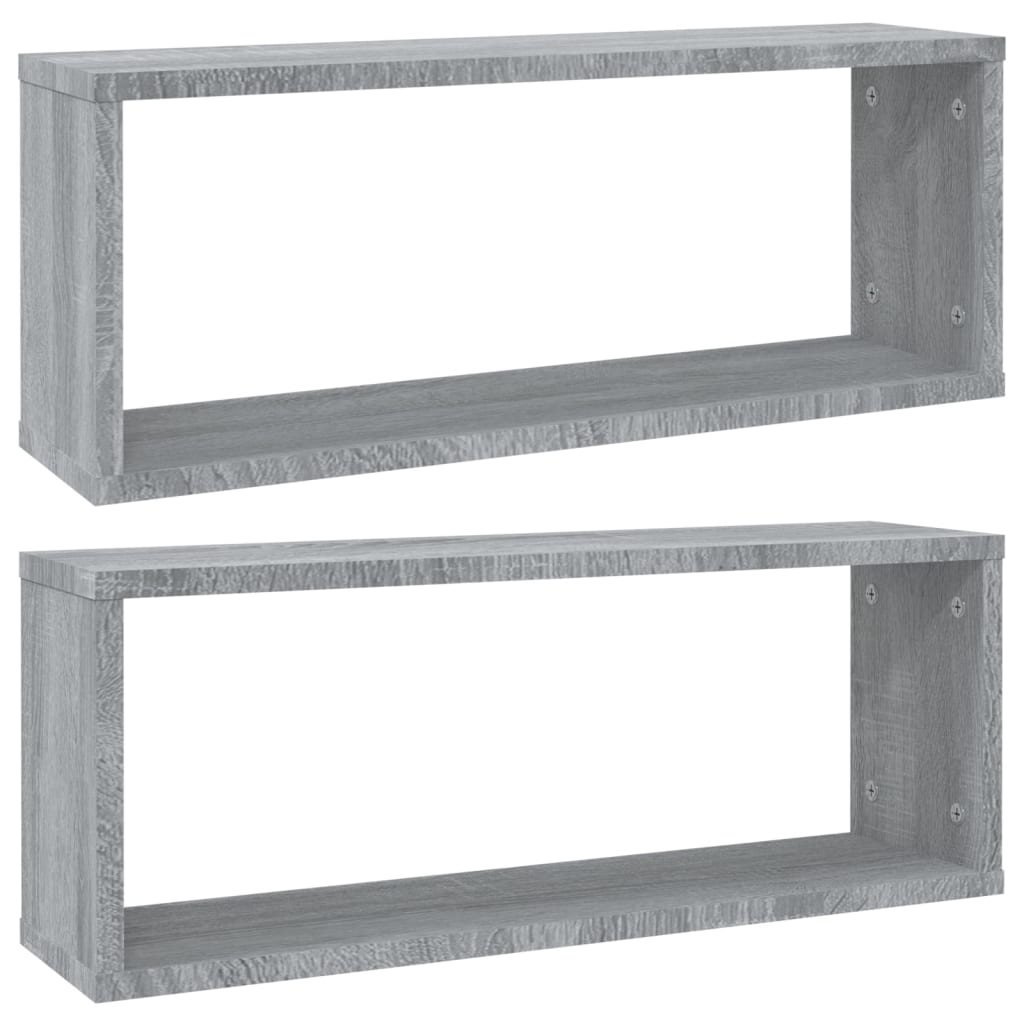 Wandschappen Kubus 2 St 60X15X23 Cm Bewerkt Hout Grijs Sonoma