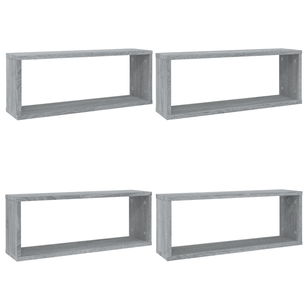 Wandschappen Kubus 4 St 60X15X23 Cm Bewerkt Hout Grijs Sonoma