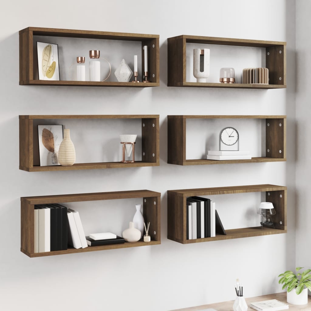 Wandschappen Kubus 6 St 60X15X23 Cm Bewerkt Hout Bruineiken