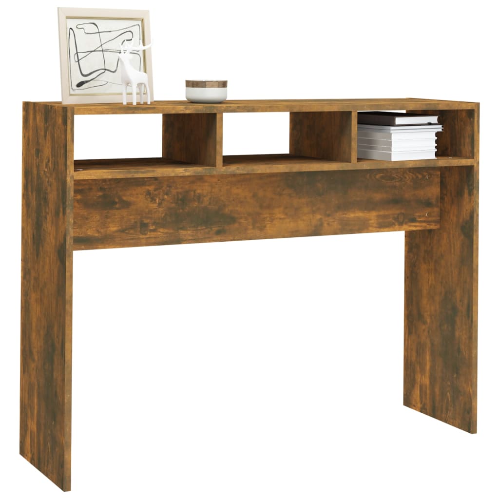 Wandtafel 105X30X80 Cm Bewerkt Hout Gerookt Eikenkleurig