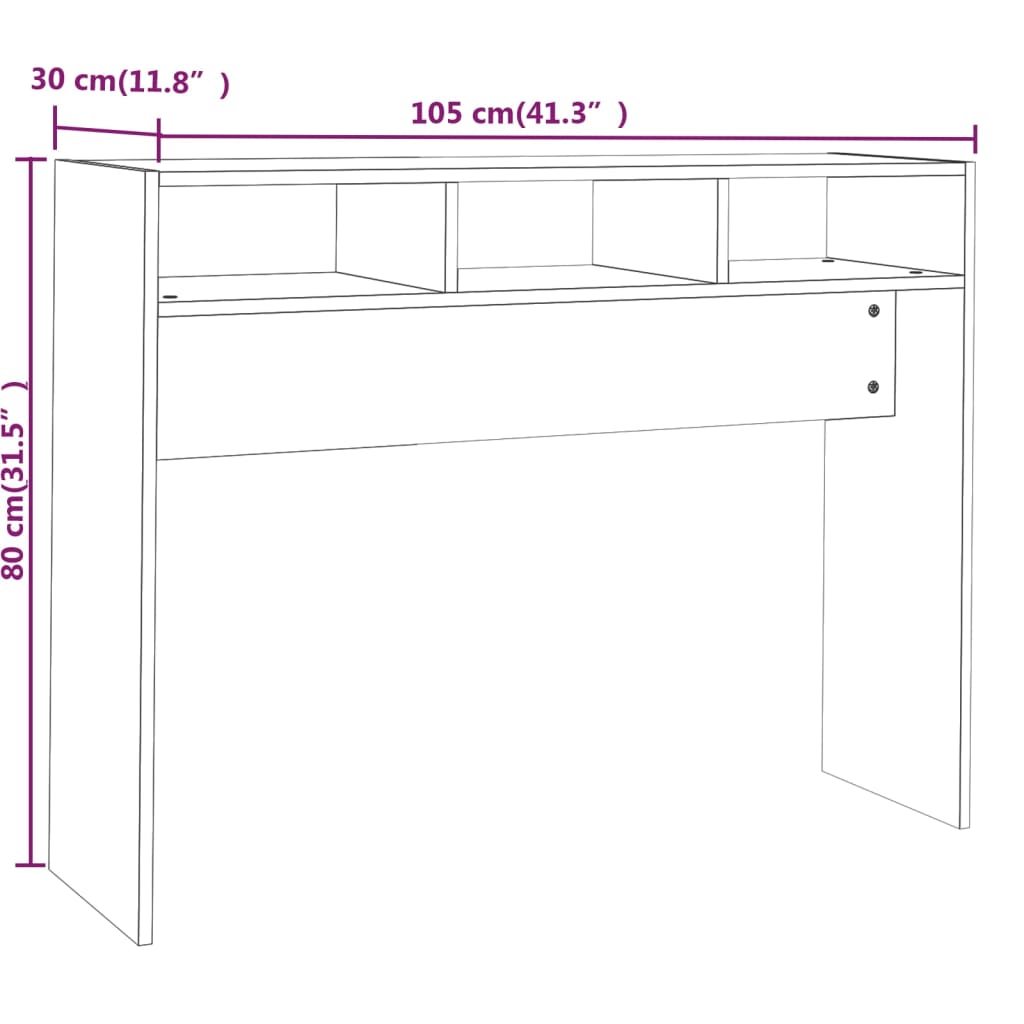 Wandtafel 105X30X80 Cm Bewerkt Hout Gerookt Eikenkleurig