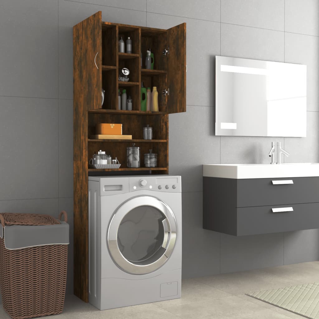 Wasmachinekast 64X25,5X190 Cm Gerookt Eikenkleurig