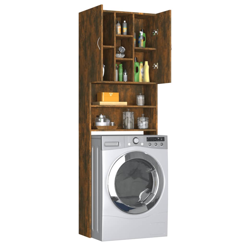 Wasmachinekast 64X25,5X190 Cm Gerookt Eikenkleurig