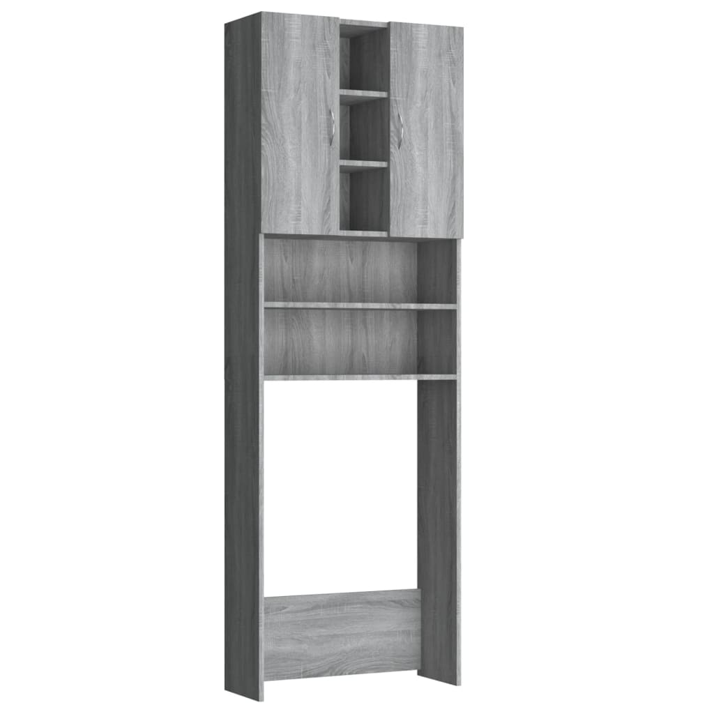 Wasmachinekast 64X25,5X190 Cm Grijs Sonoma Eikenkleurig