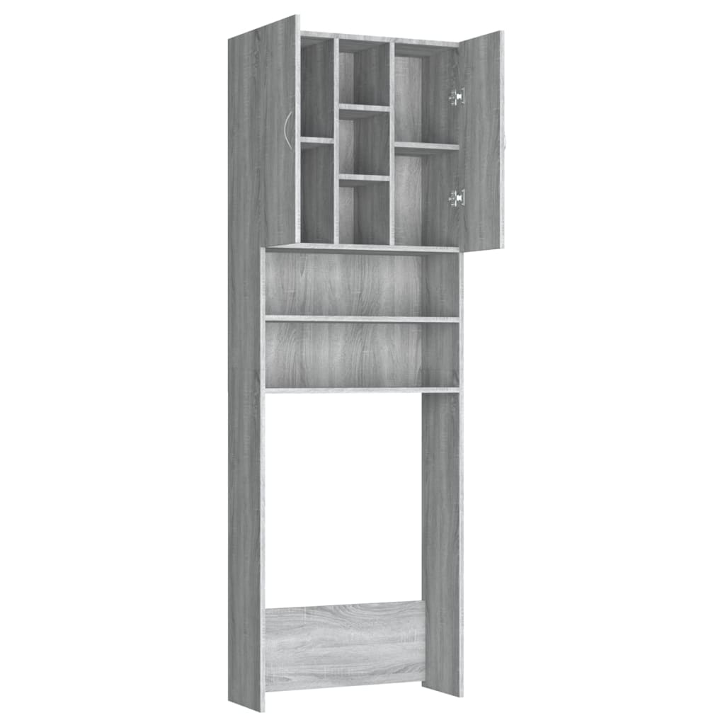 Wasmachinekast 64X25,5X190 Cm Grijs Sonoma Eikenkleurig