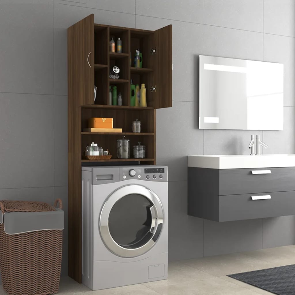 Wasmachinekast 64X25,5X190 Cm Bruineikenkleurig