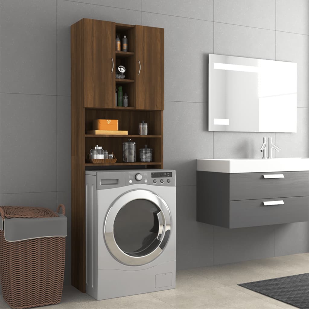 Wasmachinekast 64X25,5X190 Cm Bruineikenkleurig