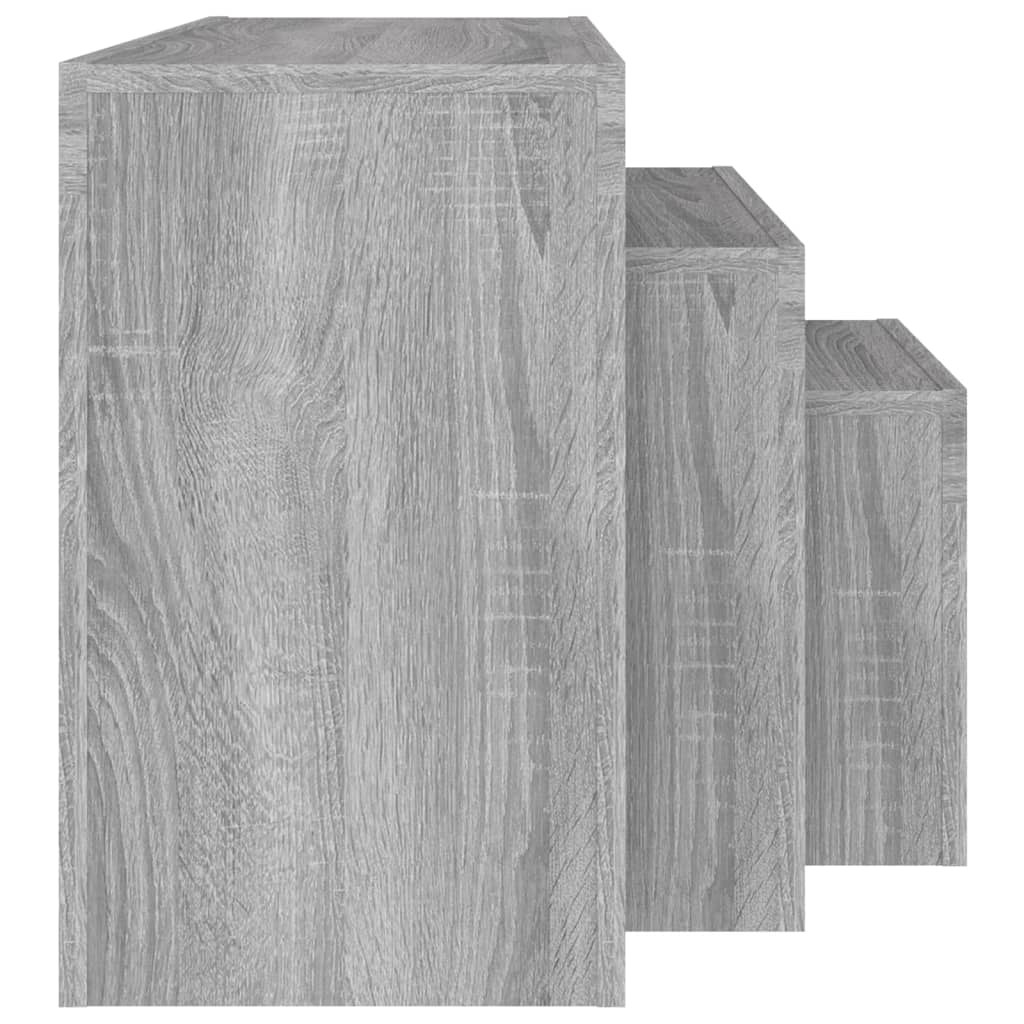3-Delige Tafeltjesset Bewerkt Hout Grijs Sonoma Eikenkleurig