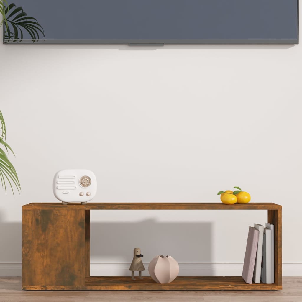 Tv-Meubel 100X24X32 Cm Bewerkt Hout Gerookt Eikenkleurig