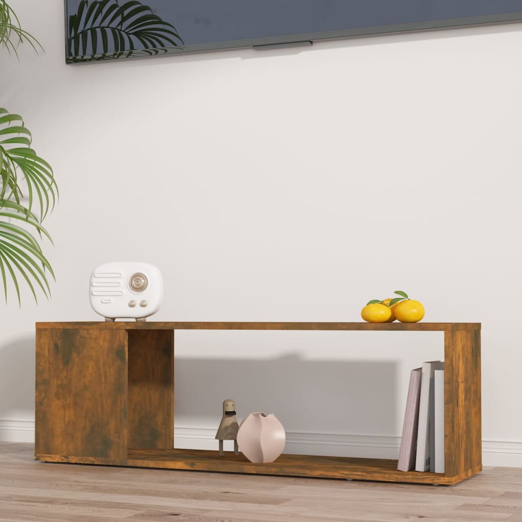 Tv-Meubel 100X24X32 Cm Bewerkt Hout Gerookt Eikenkleurig