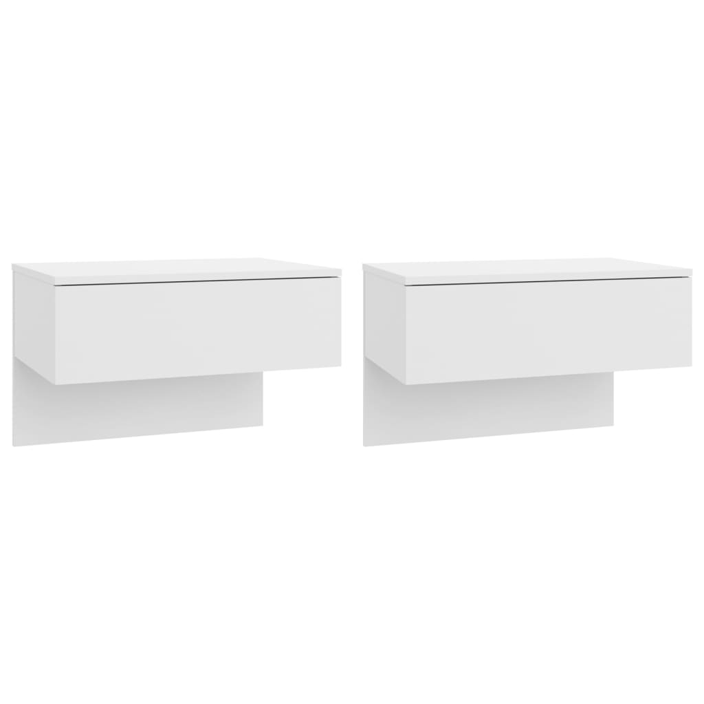 Wandnachtkastjes 2 St Bewerkt Hout Wit