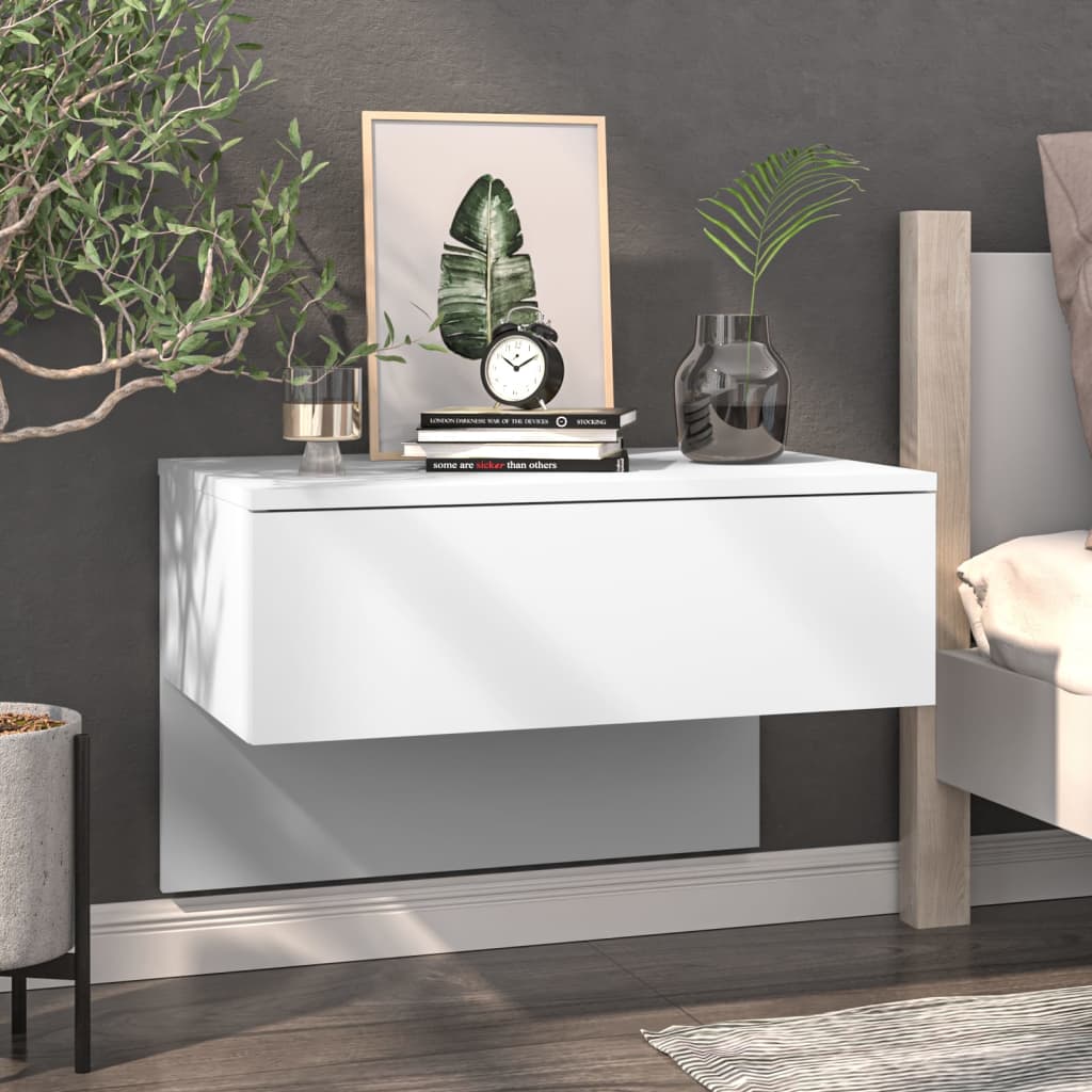 Wandnachtkastjes 2 St Bewerkt Hout Wit