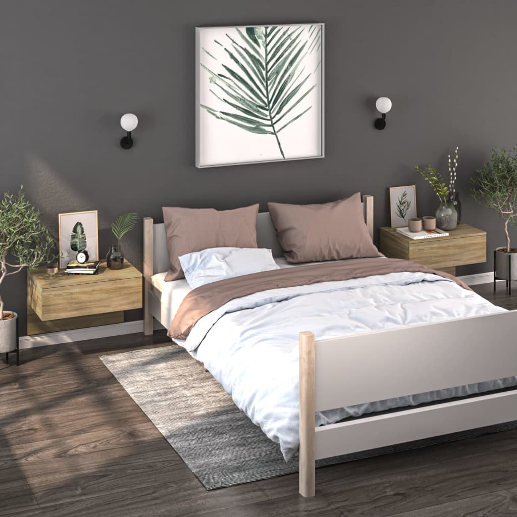 Wandnachtkastjes 2 St Bewerkt Hout Sonoma Eikenkleurig