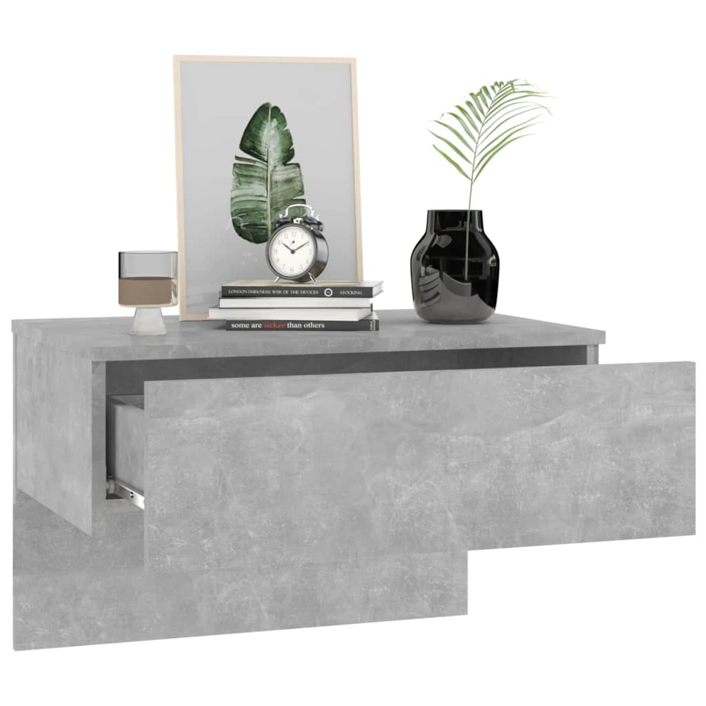 Wandnachtkastje Bewerkt Hout Betongrijs