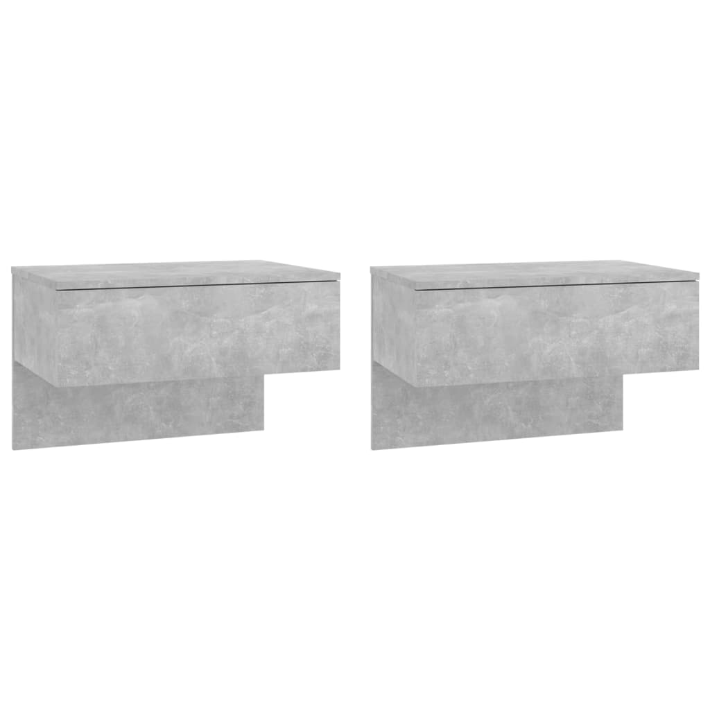 Wandnachtkastjes 2 St Bewerkt Hout Betongrijs