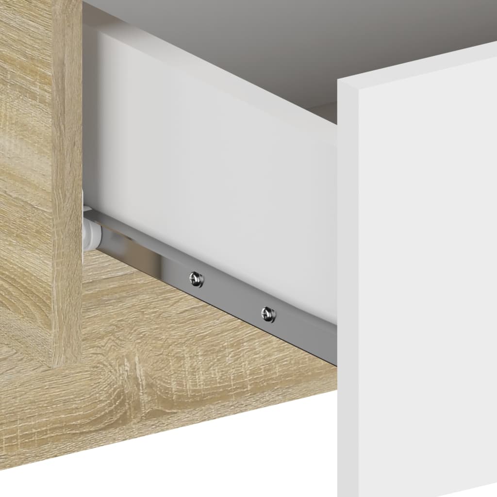 Wandnachtkastjes 2 St Bewerkt Hout Sonoma Eikenkleurig En Wit