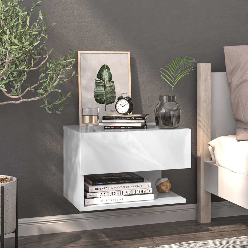 Wandnachtkastjes 2 St Bewerkt Hout Wit