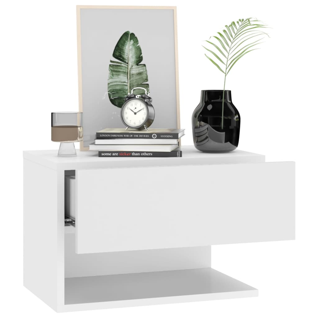 Wandnachtkastjes 2 St Bewerkt Hout Wit