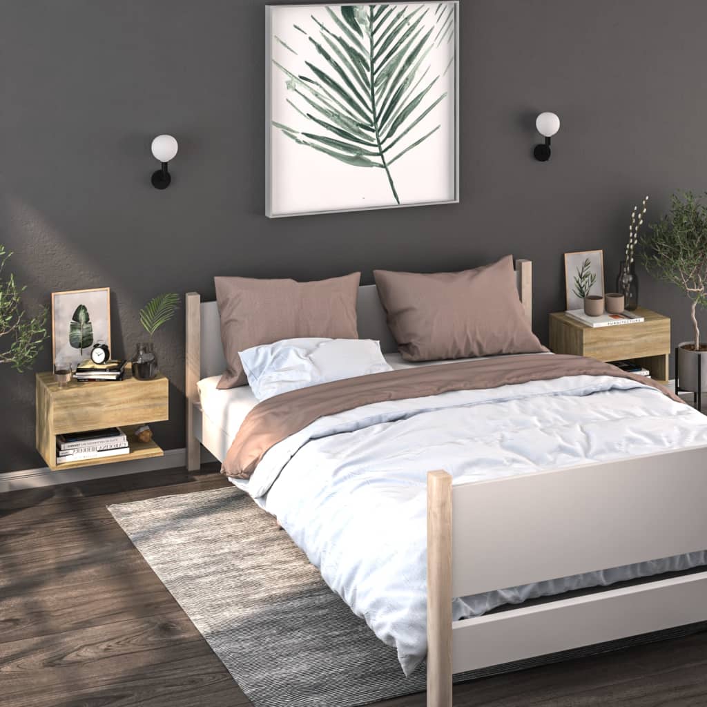 Wandnachtkastje Bewerkt Hout Sonoma Eikenkleurig