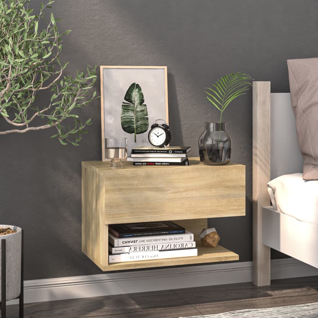Wandnachtkastje Bewerkt Hout Sonoma Eikenkleurig