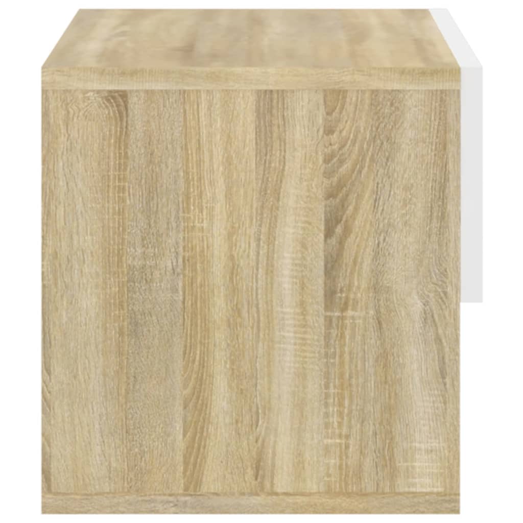 Wandnachtkastje Bewerkt Hout Wit En Sonoma Eikenkleurig