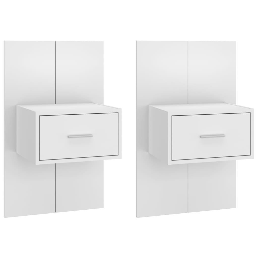 Wandnachtkastjes 2 St Bewerkt Hout Wit