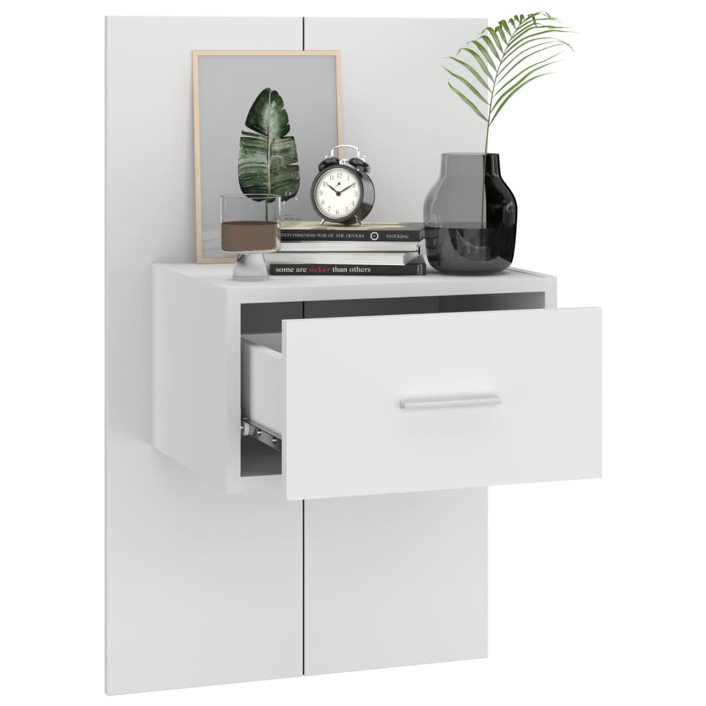 Wandnachtkastjes 2 St Bewerkt Hout Wit