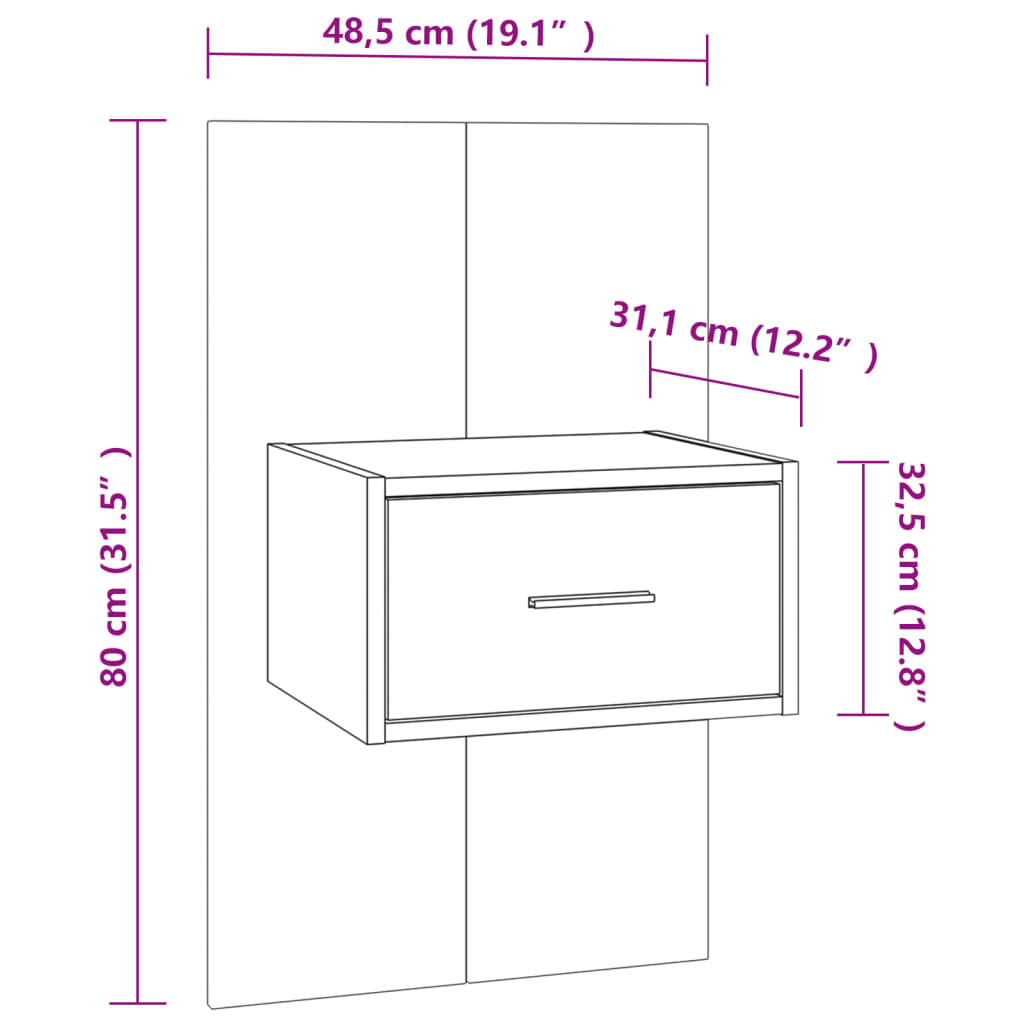 Wandnachtkastjes 2 St Bewerkt Hout Wit