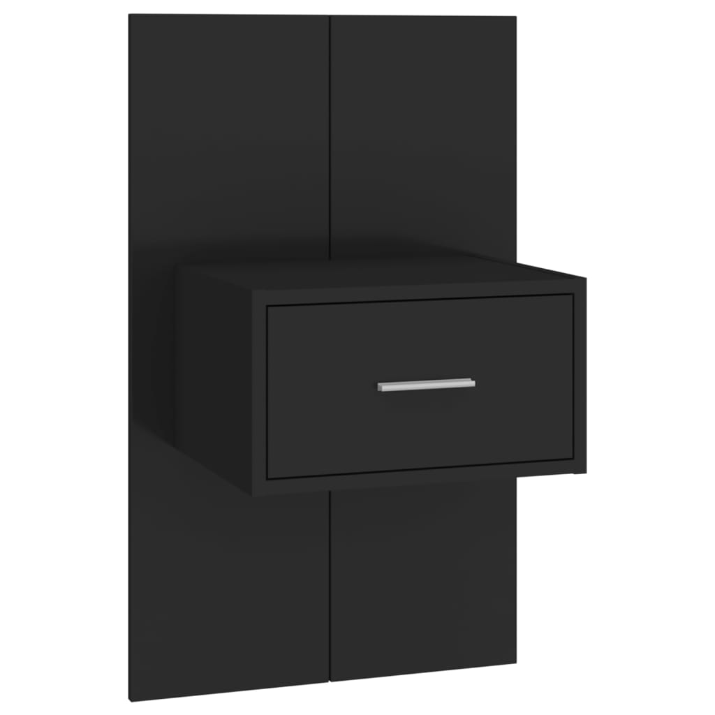 Wandnachtkastje Bewerkt Hout Zwart