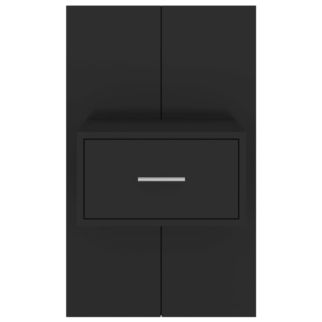 Wandnachtkastje Bewerkt Hout Zwart